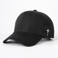 Casquette de baseball noire avec broderie croix blanche en sergé de coton pour le soleil - Taille unique / Noir