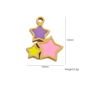 14K gold stainless steel triple star pendant with purple pink yellow enamel inlay - 14 Enamel Star