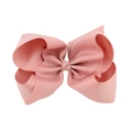 Classic 6-inch pink grosgrain ribbon hair bow clip for girls in candy color finish - 7.5cm (3 inches) / Lotus root pink