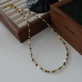 Beaded necklace with tiger eye stones, baroque pearls, and turquoise accents - Turquoise Beaded Necklace XL0203