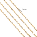 18K gold plated stainless steel S-link chain with 12mm wave pattern segments - G9-12mm S-Wave