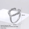 Anillo irregular de acero inoxidable plateado estilo lava con baño de 18K en tres tallas - US6 / Color Acero