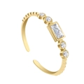 Goldener Schmetterlingsring verstellbar mit rechteckigem Kristall und Seitensteinen - Rechteckiger Steinstil (SR22101504)