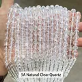 5A Grade natural clear quartz beads strand with internal ice crack and cotton textures - 4mm / 5A Natural White Crystal (With Ice Cracks and Clouds)