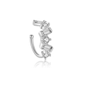 Elegant S925 sterling silver clip-on earring with alternating rectangular and round zircons - 925 Silver / Platinum White Stone