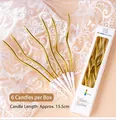 6-piece set of 15.5cm spiral curve birthday candles in metallic gold with white base - Gold