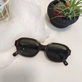 Retro deep brown square frame sunglasses with silver rivet accents and grey lenses - Green 23