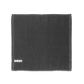 Black waffle weave cotton kitchen towel with 100% cotton label on white background - Gray