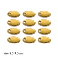 Set of 12 gold oval stainless steel jewelry charms for DIY bracelets 8.5x4.5mm - Blank Oval / Gold