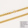 Close-up of 18k gold plated Cuban link necklace in titanium steel with lobster clasp - Gold Stainless Steel Cuban Chain