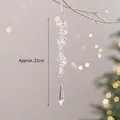 Hanging crystal Christmas tree ornament with faceted prisms and 21cm long drop pendant - Diamond Pendant - C