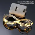 Guirlande lumineuse LED blanc chaud en fil de cuivre avec boîtier piles 3 modes - Guirlandes Lumineuses (10) / Autre