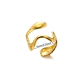 Golden minimalist wavy open ring with matte finish and 18mm inner diameter size - Minimalist Streamline Opening Style / Gold