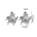 Silver starfish heart pendant charm in stainless steel with 12.5mm height dimension - Steel Color Small Starfish