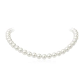 Elegant high-luster round white pearl necklace in a minimalist French choker style - 10mm / Silver Necklace