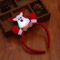 Diadema de Navidad LED con reno de peluche blanco y guantes rojos para fiestas - Ciervo