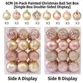 Set di 24 palline di Natale da 6 cm rosa e oro con vari disegni glitterati e decorati a mano - MJBK24-005 Rosa Oro Dipinto 24 pezzi / 6cm Set da 24