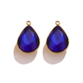 Pendentif goutte en cristal bleu profond avec verre facetté et bordure en acier doré - Style C Bleu Roi
