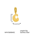 Delicate gold-plated stainless steel letter C pendant charm with size dimensions - Letter C