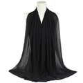 Solid black pearl chiffon long scarf with a soft draped texture on white background - Black