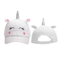 Gorra de béisbol de unicornio para niños con cuerno brillante y orejas 3D blancas - Plateado