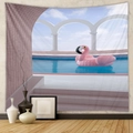 Böhmischer Wandteppich mit Flamingo-Pool-Design für stilvolle Wanddekorationen - Flamingo-Pool-CX202134