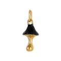3D gold mushroom pendant with black enamel cap and polished stainless steel finish - Black