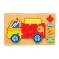 Wooden 3D fire truck puzzle with colorful numbered blocks for kids math learning - Fire Truck 2