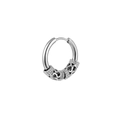 Vintage silver stainless steel hoop earrings with ornate dragon carvings and polished finish - Steel