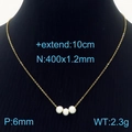 Goldene Titanhalskette mit drei 6mm weißen Perlen auf einer 40cm Kette für Damen - Drei Perlen Gold mit Spezifikationen (KN235351-KFC)