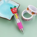 Mini multi-color ballpoint pen with red strawberry silicone topper and pink rubber grip - Christmas Series 2-Gift