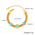 Bracciale a rete placcato oro con pietre turchesi e finitura in titanio 18k - Oro