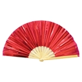 33 cm Kung-Fu Faltfächer mit roter Laserfolie und natürlichem Bambus-Gestell - 33CM / Metallisches Rot (Naturknochen)