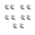 Flat lay of silver moon and star charms with blue evil eye enamel and rhinestones - 9# Silver Moon Star