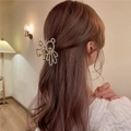 Elegant gold bear hair claw clip with white pearls in a Korean aesthetic style - Pearl Bear Metal Style(FJ082)