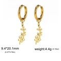 Minimalist stainless steel gold hoop earrings with delicate hollow flower pendants - Gold Color Hawthorn