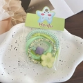 Green candy-colored flower hair tie set with elastic bands and floral charms - 1-Flower Green (4 Pcs)