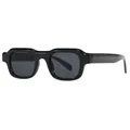 Retro-Sonnenbrille mit schwarzem quadratischem Rahmen und grauen UV-Schutzgläsern - Schwarzer Rahmen Graue Gläser