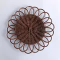 Deep brown bohemian woven straw wall decor in a symmetrical petal-like circular design - E21 Petal Hollow Style (30cm)