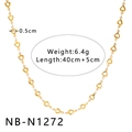 Collier minimaliste à maillons en cœur doré en acier inoxydable pour femmes - Style de Chaîne Maillon Coeur (NB-N1272)