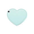 Portable heart-shaped folding cosmetic mirror in light blue PU leather finish - Coral Cyan