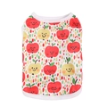 Close-up of pet vest with cute cartoon apple prints for small dogs and cats - S / Tops / Red