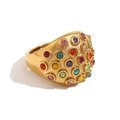 Gold plated stainless steel ring with colorful gemstones and hammered texture - US 6 / Bubble Zirconia Dome Gold (Gold Multi-Color)