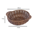 Brown woven storage basket with side handles 29cm diameter imitation rattan tray - Pot Shape Dark Medium Basket / Top 29cm Height 7cm Base 14cm