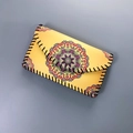 Ethnic yellow crossbody phone bag with vibrant colorful mandala print and black hand-stitching - Pattern 12