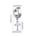 Orecchini a cerchio in acciaio inossidabile argento con croce e misure dettagliate - Croce Argento (Stile 4)