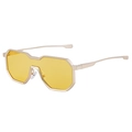 Irregular steampunk sunglasses with champagne gold metal frame and yellow lenses - Matte Gold Orange