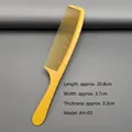 Detail view of yellow hair comb with scale markings showing dimensions of 20.8cm by 3.7cm - AH-03 / Wide Tooth Long Handle Comb