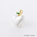 Elegante ciondolo mela di perla a cuore con foglia d'oro, misura 16mm per 21mm - VD1753 Oro Destra Cuore Piccolo
