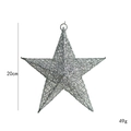 Christmas star ornament with silver glitter finish, 20cm height and 49g hanging decoration - 20cm / Silver